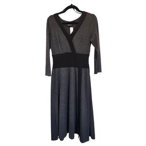 Vintage Black/Grey Wrap Style Dress - Size 8